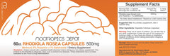 Nootropics Depot Rhodiola capsules close-up of bottle for quality and potency