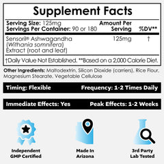 Sensoril Ashwagandha capsules 180-count package for cognitive support