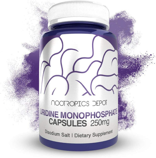 Nootropics Depot Uridine Monophosphate Capsules bottle-front for cognitive support and everyday brain health