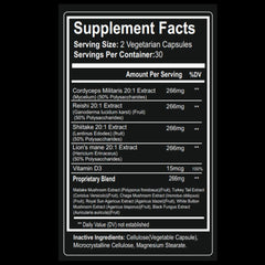 Nootrum Mushrooms label detail showcasing high-potency mushroom blend.