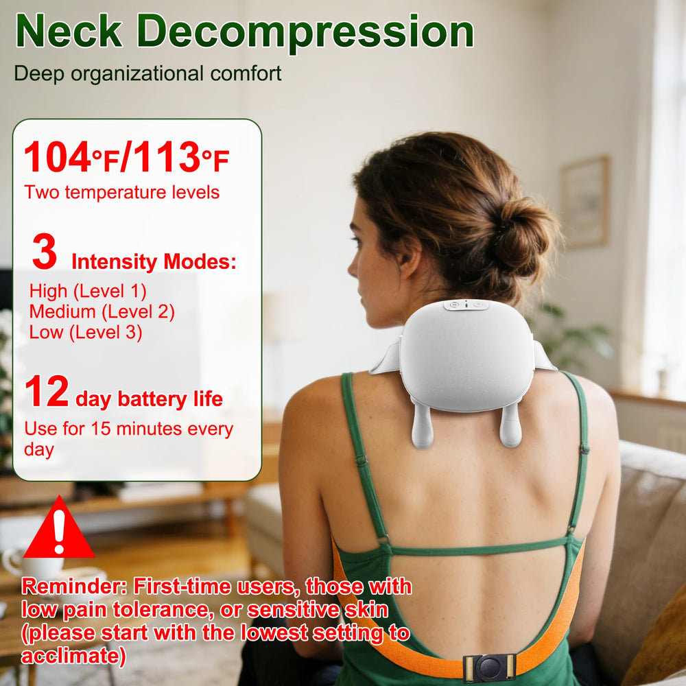 Nooydio neck massager heat therapy offers dual-zone warmth for comfortable relaxation.