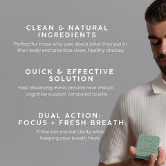 NOOZ Focus Mints travel pack fits in a pocket for on-the-go focus.