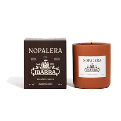 Nopalera Ibarra Chocolate Candle in reusable clay vessel for a clean burn.