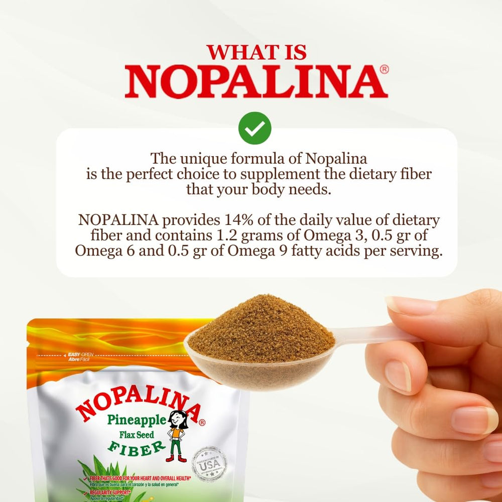Graphic showing flaxseed psyllium oat and bran in Nopalina formula
