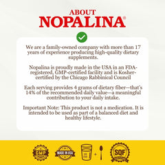 Made in USA label on Nopalina Fiber Formula packaging