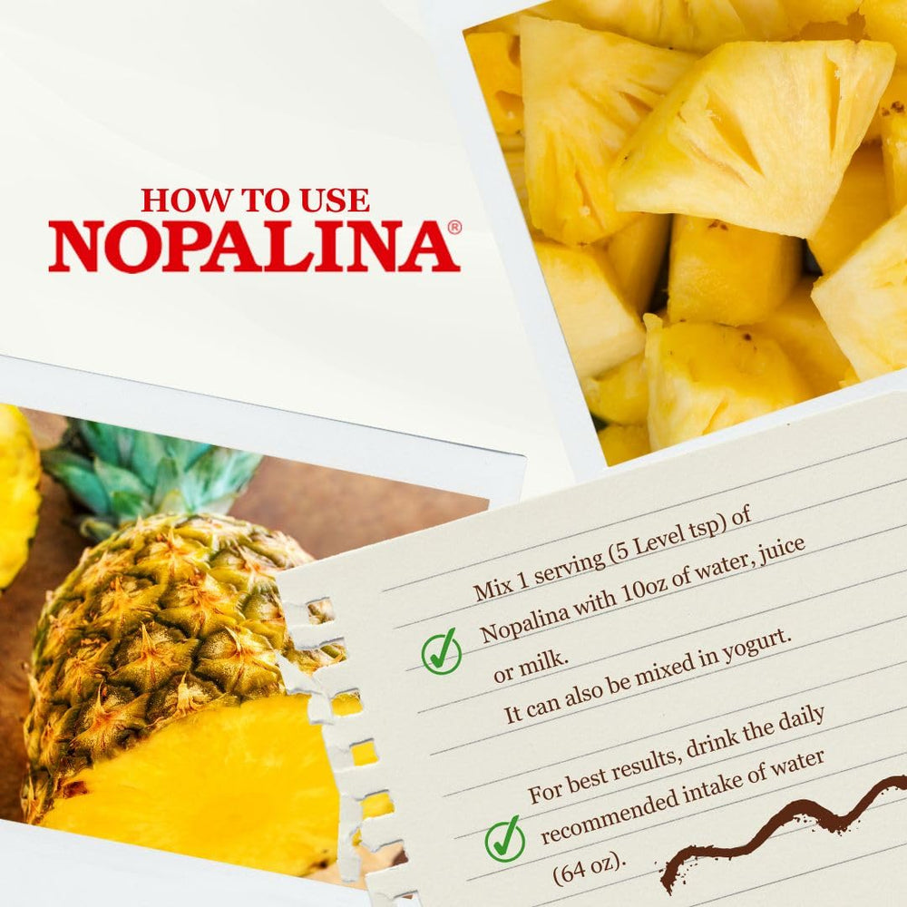 Nopalina Fiber Formula scoop added to yogurt for a fiber boost