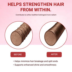 Norce Sactor Lumin gummies texture close-up; biotin and collagen may support hair care.