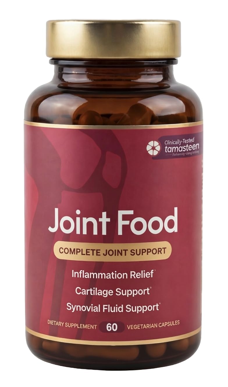 Nordic Healthy Living Joint Food bottle front shows tamasteen formula for daily joint support