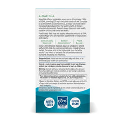Nordic Naturals Algae DHA label highlighting vegan and non-GMO