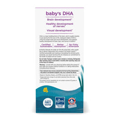 Nordic Naturals Baby's DHA label shows non-GMO and vitamin D3 content