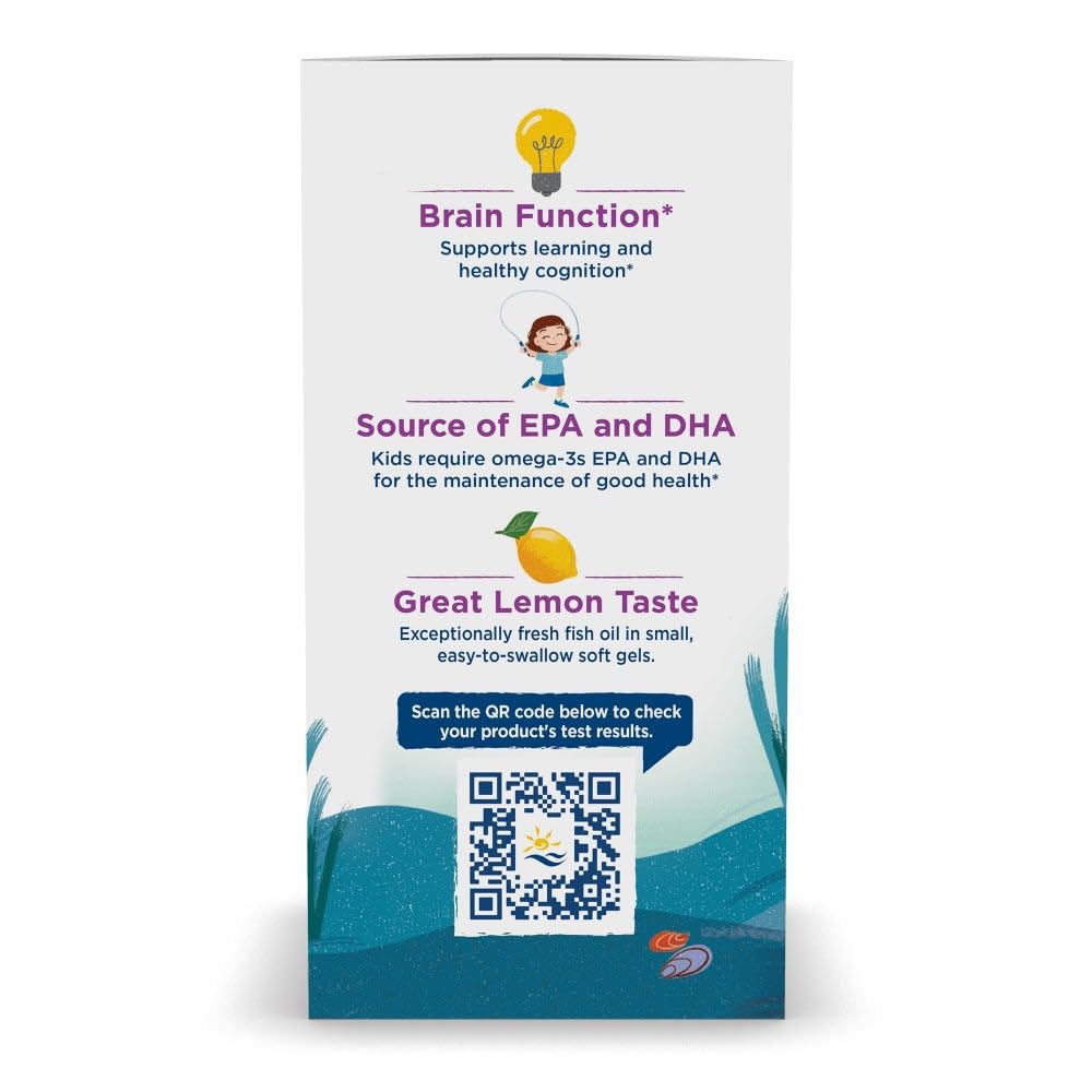 Nordic Naturals Complete Omega Jr. lemon capsules close-up emphasizing lemon flavor