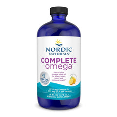 Nordic Naturals Complete Omega lemon bottle-front view suggesting heart, brain, and immune support.