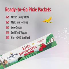 Nordic Naturals Kids Probiotic Quick Melt packet ready for lunchbox travel
