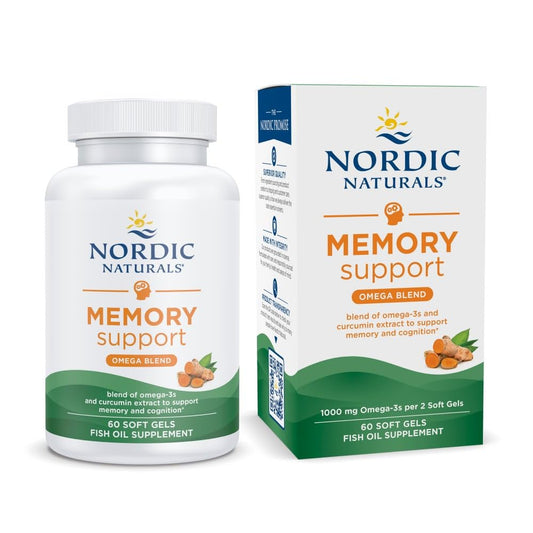 Nordic Naturals Memory Support Curcumin bottle for daily cognitive clarity.