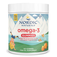 Nordic Naturals Nordic Omega-3 Gummies Tangerine bottle front shows kid-friendly omega-3 support