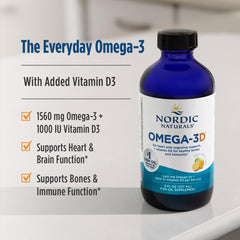 Nordic Naturals Omega-3D clear oil in glass bottle