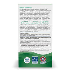 Nordic Naturals Omega Focus bottle label—transparent information on purity and ingredients.