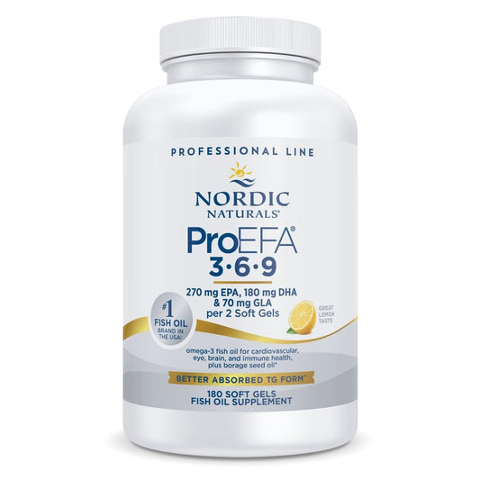 Nordic Naturals ProEFA 3-6-9 lemon bottle for balanced omegas and daily wellness.
