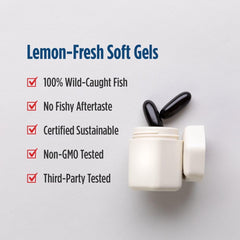 Nordic Naturals Ultimate Omega + CoQ10 lemon bottle pouring soft gels