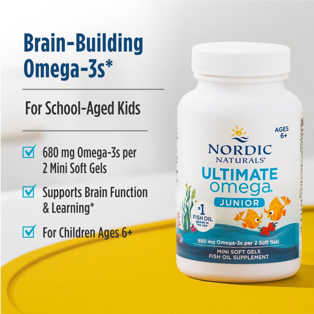 Nordic Naturals Ultimate Omega Jr. strawberry flavor label close-up