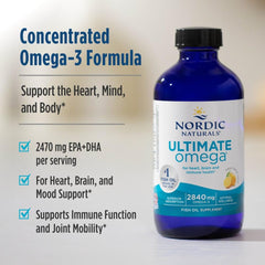 Nordic Naturals Ultimate Omega Liquid Lemon ingredients list, wild-caught fish oil.
