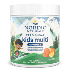 Nordic Naturals Zero Sugar Kids Multi Gummies bottle showing kid-friendly daily nutrition