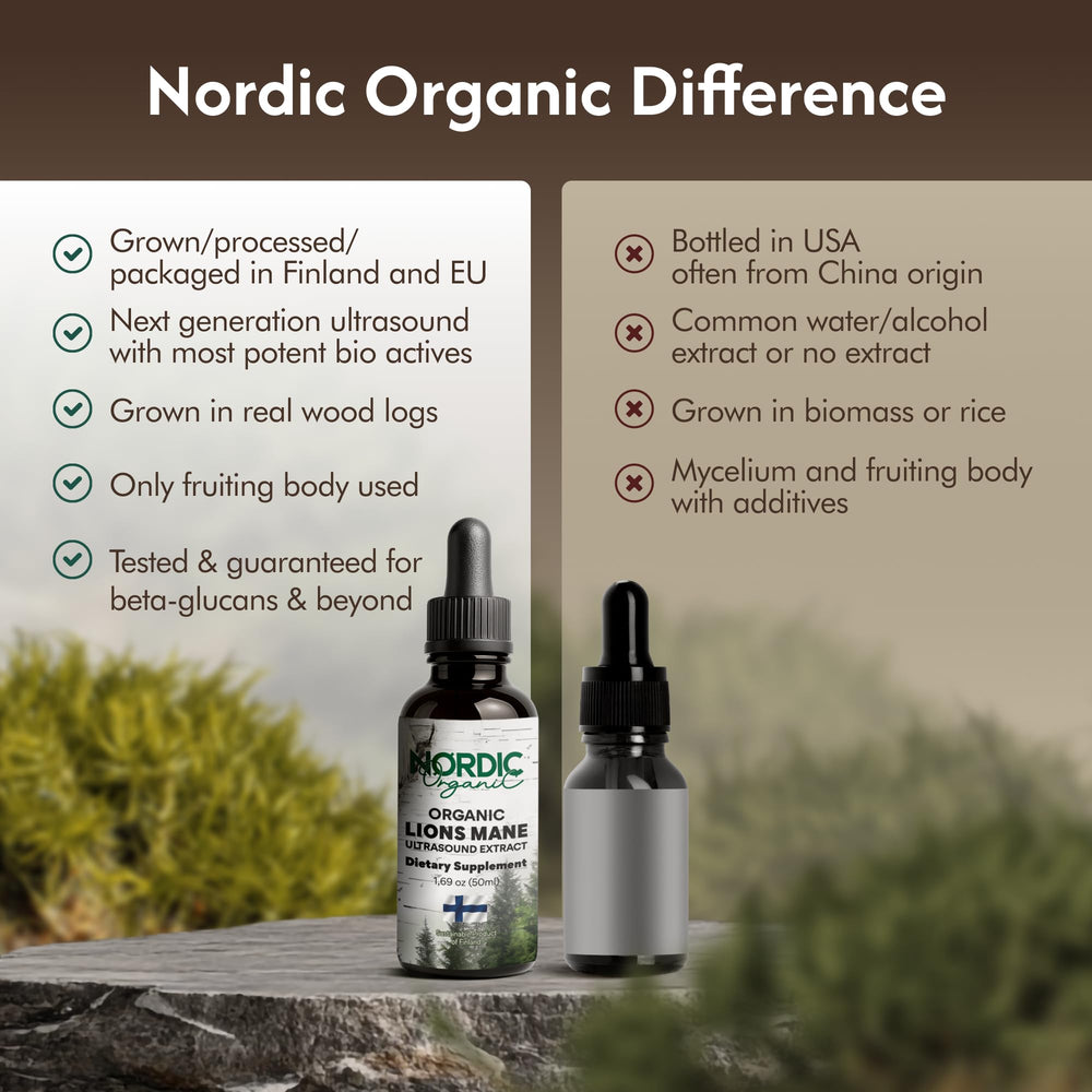Nordic Organic Lion's Mane tincture with coffee addition for morning routine.