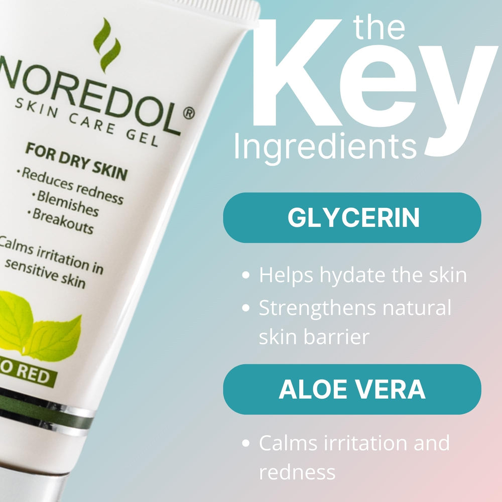 Close-up of Noredol gel texture suitable for rosacea-prone skin.