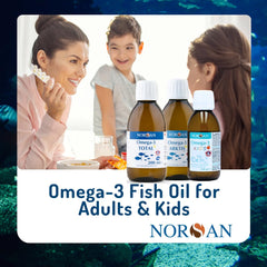 NORSAN Fisk Kids Omega-3 liquid added to yogurt for versatile serving