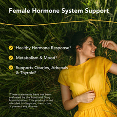 Closeup of ActiFEM capsules highlighting royal jelly and wild kelp ingredients.