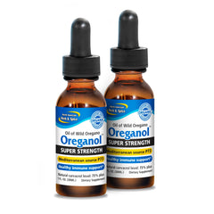 North American Herb and Spice Oreganol P73 bottle highlights pure, full-spectrum oregano oil.