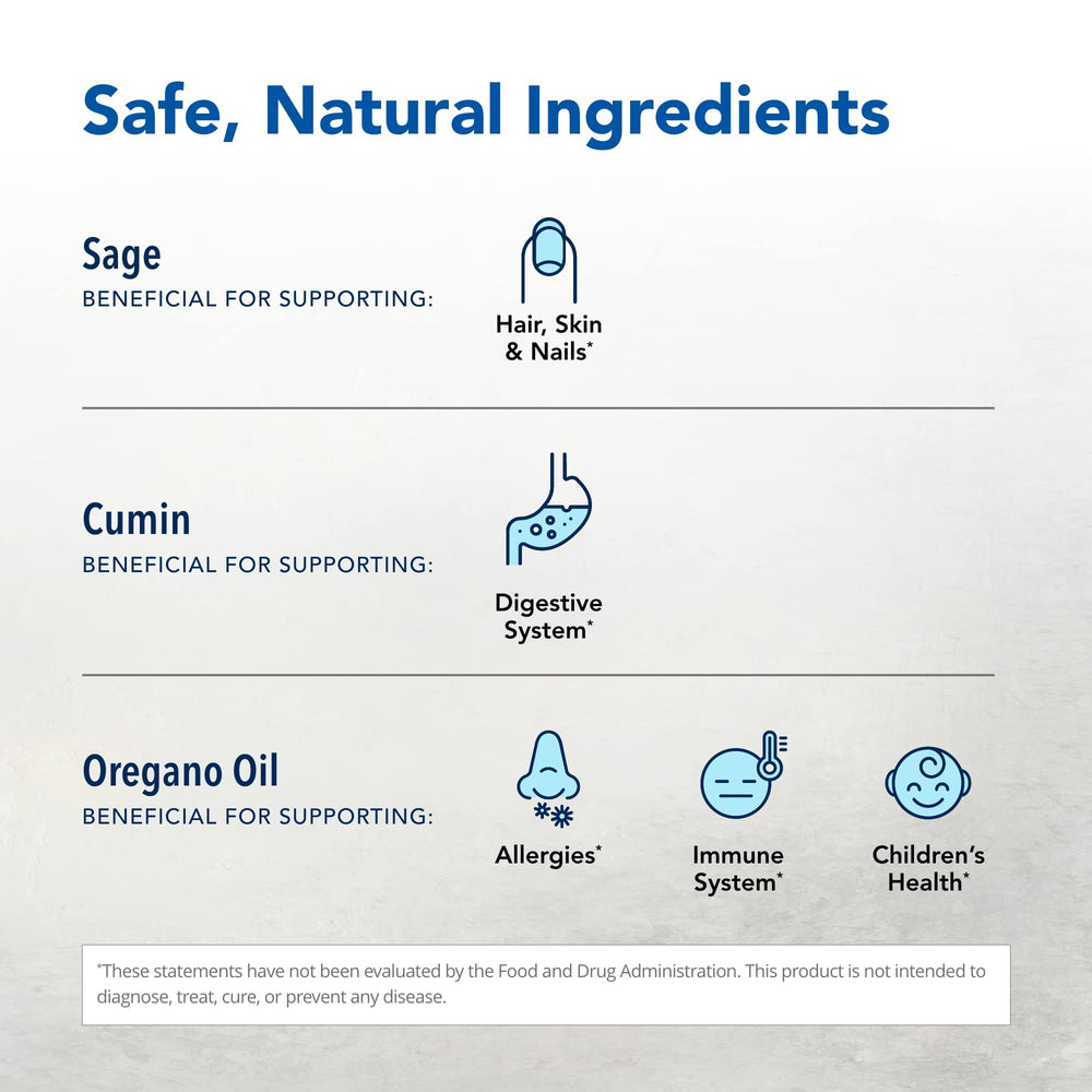 North American Herb and Spice OregaResp P73 ingredients list including olive oil.