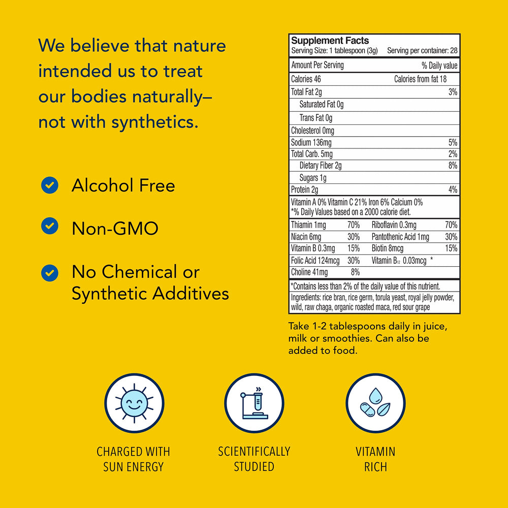 Top-down view of Purely-B ingredients pack highlights non-GMO, additive-free formulation.
