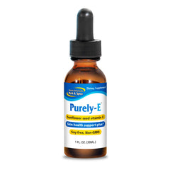 North American Herb and Spice Purely-E bottle front showing antioxidant-rich Vitamin E complex for daily use.