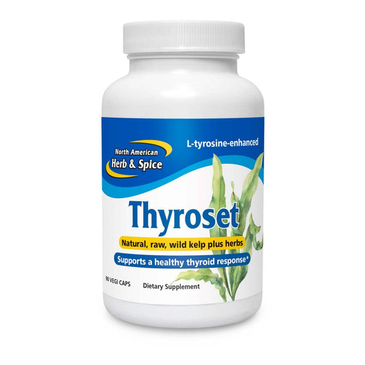 North American Herb and Spice Thyroset bottle-front for daily thyroid support.