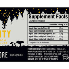 North Spore Immunity maitake and shiitake blend visual indicating full-spectrum benefits.