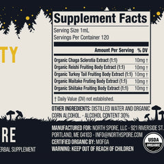 North Spore Immunity Tincture added to tea or coffee.