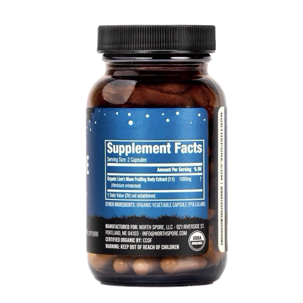 North Spore Lion's Mane pour capsules shot demonstrates convenient dosage during mornings.
