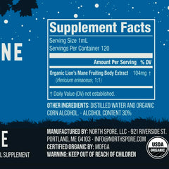 North Spore tincture bottle with packaging and label
