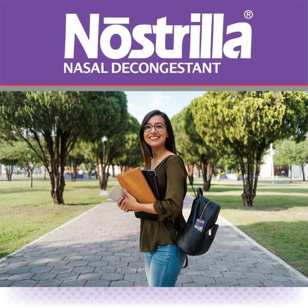 Nostrilla nasal spray on a table with tissues suggesting everyday relief