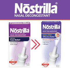 Nostrilla spray mist release captured mid-action indicates fast-acting relief