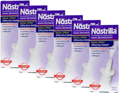 Nostrilla nasal spray pack shot shows a 6-pack for convenient relief