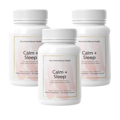 Nourished Natural Health Calm + Sleep bottle promoting relaxed bedtime routine
