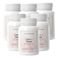 Nourished Natural Health Calm + Sleep bottle showing melatonin-free sleep support for peaceful nights.