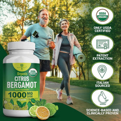 Nourishing Nutrients organic bergamot capsules—vegan, gluten-free, non-GMO certification.