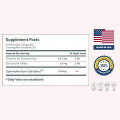 Nova Ultimate Cell Renewal ingredients highlight wheat germ spermidine, zinc, and thiamine for wellness