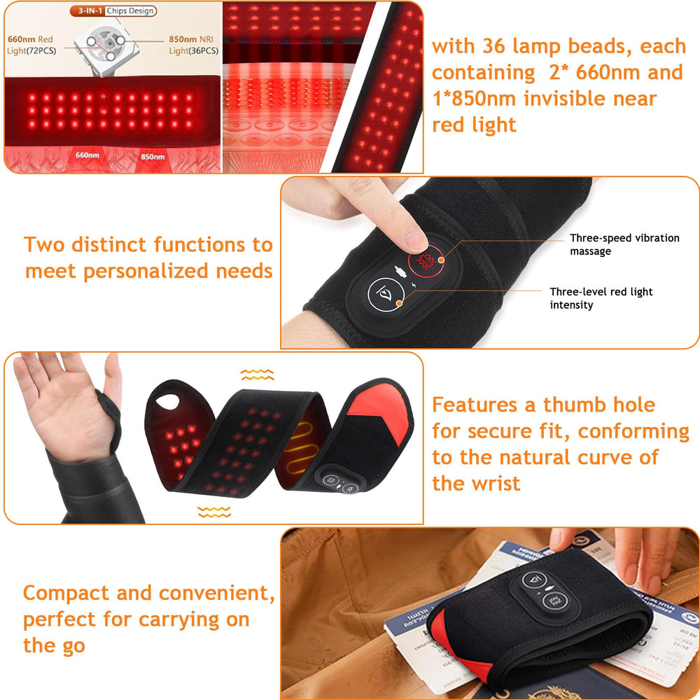 Novalume red light wrist wrap battery USB-C port for wireless charging