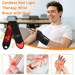 Novalume red light wrist wrap worn-on-hand demonstrates cordless convenience