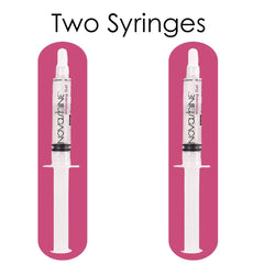 Close-up of the Novashine gel syringe showing precise application for whitening.