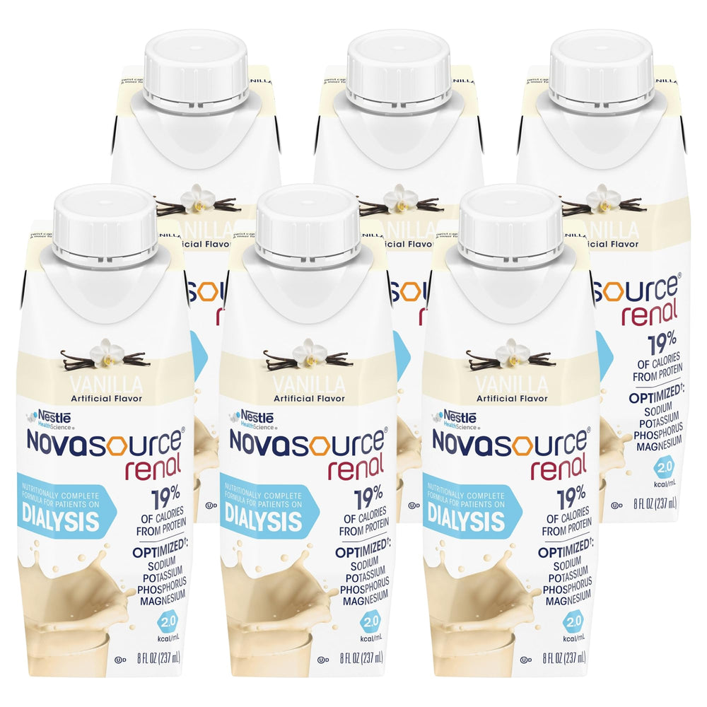 Novasource Renal vanilla carton front view for easy hydration planning